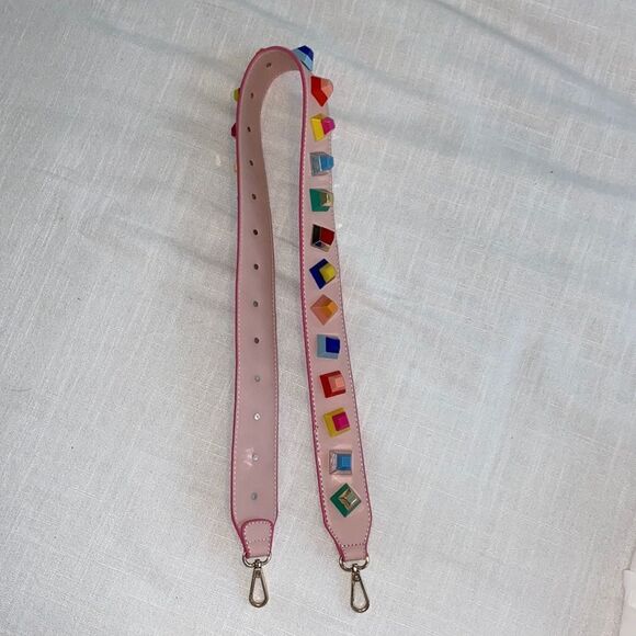 Accessories - Pink Purse Strap with Colorful Pyramids